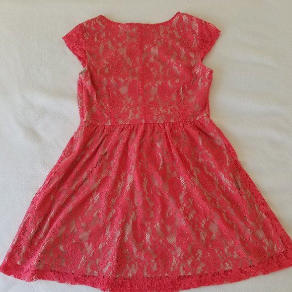 SWEETRAIN L56293 PINK/ORANGE LACE MINI DRESS - Picture 15 of 16